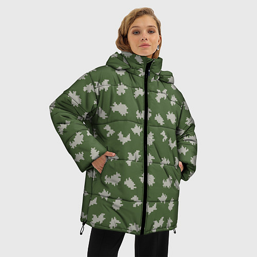 Женская зимняя куртка Камуфляж: берёзка / 3D-Светло-серый – фото 3