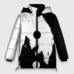 Куртка зимняя женская Волки Инь и Янь Добро и Зло, цвет: 3D-черный