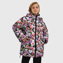 Куртка зимняя женская Чудесные фиалки, цвет: 3D-черный — фото 2