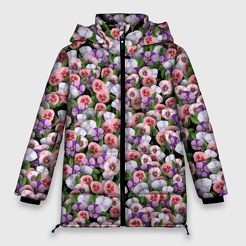 Женская зимняя куртка Чудесные фиалки / 3D-Светло-серый – фото 1