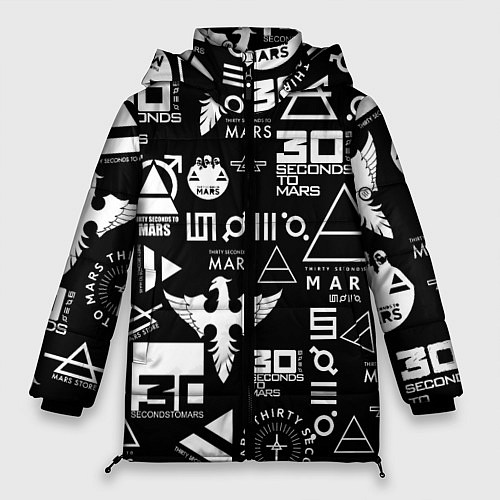 Женская зимняя куртка 30 Seconds to Mars: Паттерн логотипов / 3D-Светло-серый – фото 1