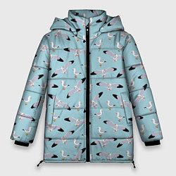 Куртка зимняя женская Чайки паттерн, цвет: 3D-черный