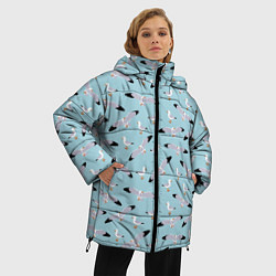 Куртка зимняя женская Чайки паттерн, цвет: 3D-красный — фото 2