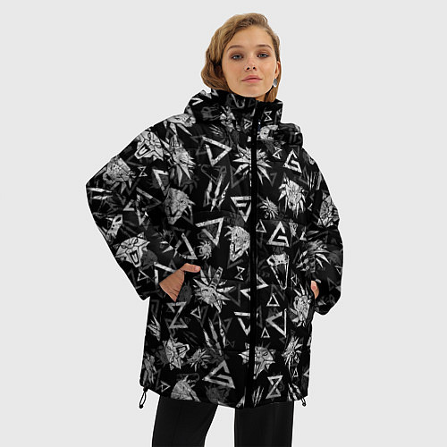Женская зимняя куртка ВЕДЬМАЧЬИ ЗНАКИ И ШКОЛЫ / 3D-Светло-серый – фото 3