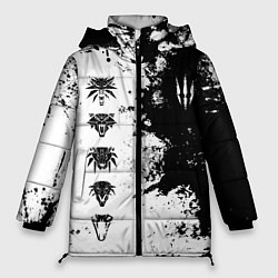 Куртка зимняя женская ШКОЛЫ И ЗНАКИ ВЕДЬМАКОВ, цвет: 3D-черный