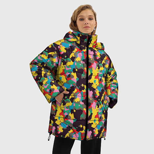 Женская зимняя куртка Модный военный камуфляж / 3D-Красный – фото 3