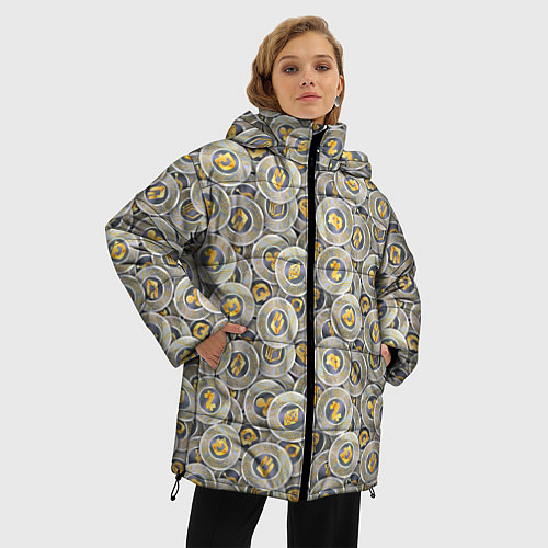 Женская зимняя куртка Разная Криптовалюта / 3D-Светло-серый – фото 3