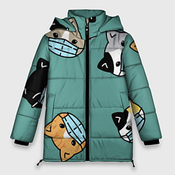 Куртка зимняя женская Котейки в масках, цвет: 3D-черный