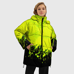 Куртка зимняя женская НЕОНОВЫЕ БРЫЗГИ КРАСКИ, цвет: 3D-черный — фото 2