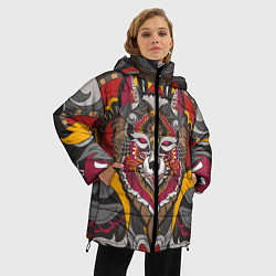 Куртка зимняя женская Этника Волк Узоры, цвет: 3D-черный — фото 2
