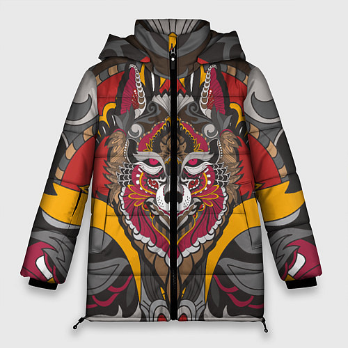 Женская зимняя куртка Этника Волк Узоры / 3D-Светло-серый – фото 1