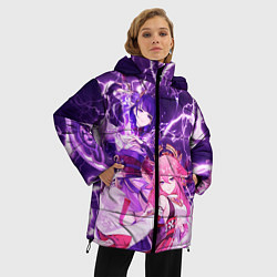 Куртка зимняя женская Genshin Impact - Яэ и Эи, цвет: 3D-черный — фото 2