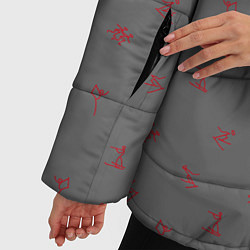 Куртка зимняя женская Зимние виды спорта на сером фоне, цвет: 3D-красный — фото 2