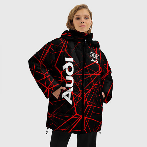 Женская зимняя куртка Audi: Красные линии / 3D-Красный – фото 3