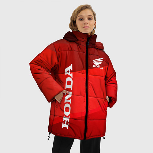 Женская зимняя куртка Honda - Red / 3D-Светло-серый – фото 3