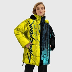 Куртка зимняя женская CYBERPUNK 2077 Логотип, цвет: 3D-светло-серый — фото 2