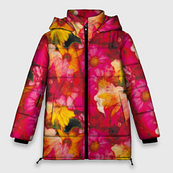 Куртка зимняя женская Садовые цветочки полевые, цвет: 3D-черный
