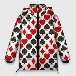 Куртка зимняя женская Карточные Масти Card Suits, цвет: 3D-черный