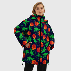 Куртка зимняя женская Тюльпаны Весенние цветы, цвет: 3D-красный — фото 2