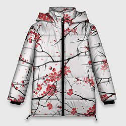 Куртка зимняя женская Осенние деревья, цвет: 3D-красный