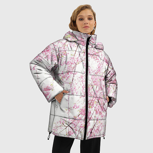 Женская зимняя куртка Розовое цветение / 3D-Красный – фото 3