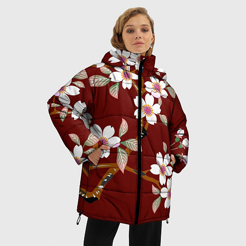 Женская зимняя куртка Векторная весна / 3D-Красный – фото 3