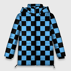 Куртка зимняя женская Шахматная доска Синяя, цвет: 3D-красный