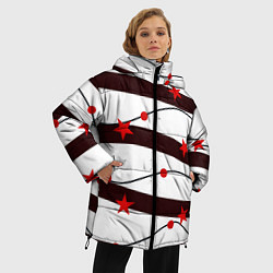 Куртка зимняя женская Красные Звезды На Волнах, цвет: 3D-черный — фото 2