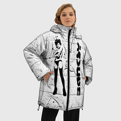 Куртка зимняя женская Banksy - Бэнкси девушка с мишкой, цвет: 3D-черный — фото 2
