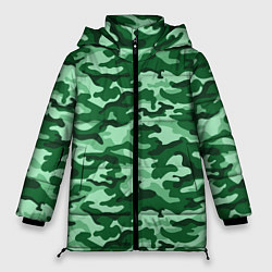 Куртка зимняя женская Зеленый монохромный камуфляж, цвет: 3D-черный