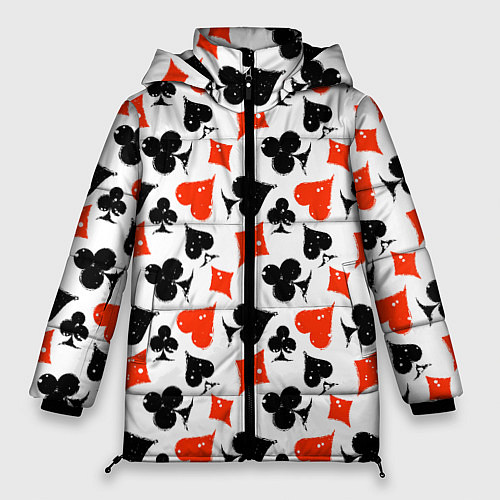 Женская зимняя куртка Пика, Черва, Крестя, Бубна / 3D-Светло-серый – фото 1