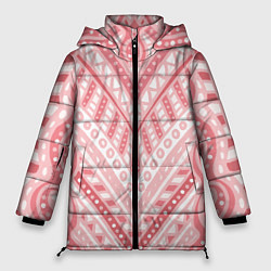 Куртка зимняя женская Абстракция в стиле дудл Розовый и белый цвета Лини, цвет: 3D-светло-серый