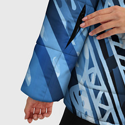 Куртка зимняя женская Неоновый узор Абстракция Голубой и синий цвет на ч, цвет: 3D-черный — фото 2