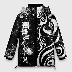 Куртка зимняя женская ТОКИЙСКИЕ МСТИТЕЛИ - БРЫЗГИ КРАСКИ, цвет: 3D-светло-серый