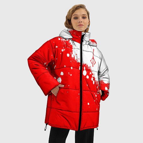 Женская зимняя куртка BLOODBORNE HUNTER СИМВОЛ ОХОТНИКА / 3D-Красный – фото 3