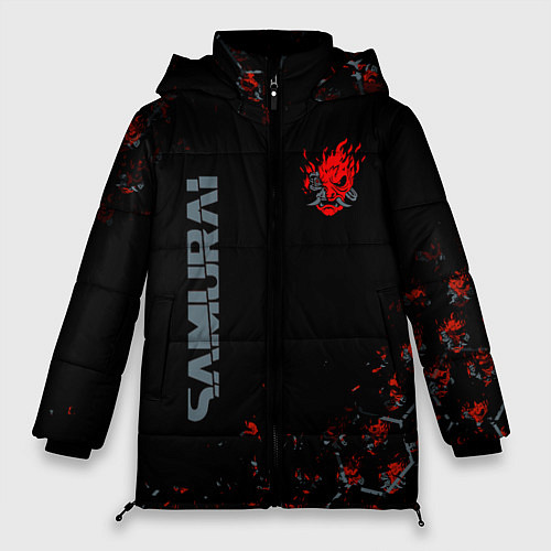 Женская зимняя куртка Cyberpunk 2077 samurai Паттерн / 3D-Светло-серый – фото 1