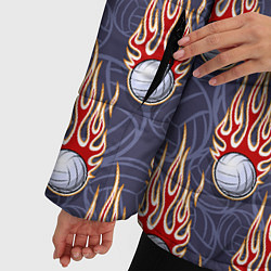 Куртка зимняя женская Волейбольные мячи в огне, цвет: 3D-красный — фото 2