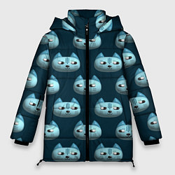 Куртка зимняя женская Мордочки котов с эффектом 3d Паттерн, цвет: 3D-светло-серый