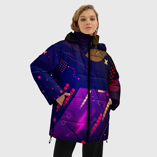Женская зимняя куртка Cyber neon pattern Vanguard / 3D-Красный – фото 3