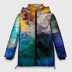 Куртка зимняя женская Осенний мозаичный узор, цвет: 3D-светло-серый