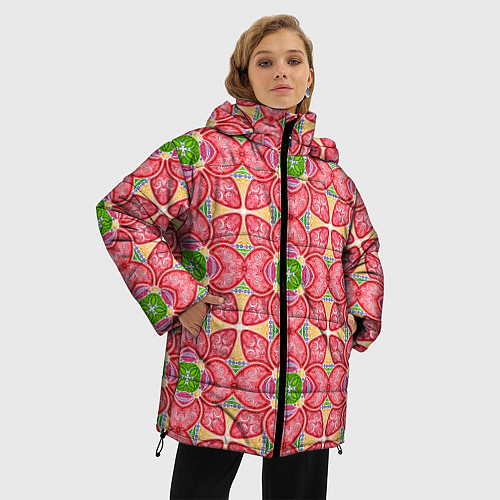 Женская зимняя куртка Калейдоскоп 3D / 3D-Красный – фото 3