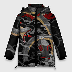 Куртка зимняя женская Самурай и змей, цвет: 3D-красный