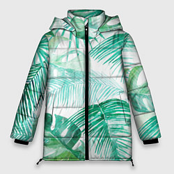 Куртка зимняя женская Цветы Тропическая Акварель, цвет: 3D-светло-серый