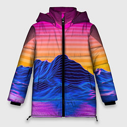 Куртка зимняя женская РЕТРО НЕОН CYBERPUNK, цвет: 3D-светло-серый
