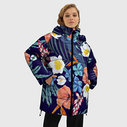 Куртка зимняя женская Цветы Экзотические, цвет: 3D-светло-серый — фото 2