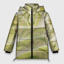 Куртка зимняя женская Абстрактные ирисы, цвет: 3D-красный