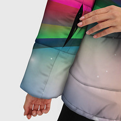 Куртка зимняя женская Абстрактные линии разных цветов, цвет: 3D-красный — фото 2