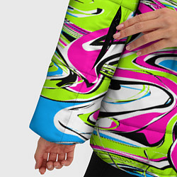 Куртка зимняя женская Абстрактные мраморные разводы в ярких цветах Поп а, цвет: 3D-черный — фото 2