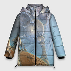 Куртка зимняя женская КОСМИЧЕСКИЙ ФРАКТАЛЬНЫЙ ПЕЙЗАЖ, цвет: 3D-светло-серый