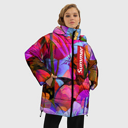 Куртка зимняя женская Красочный летний цветочный паттерн Summer color pa, цвет: 3D-черный — фото 2